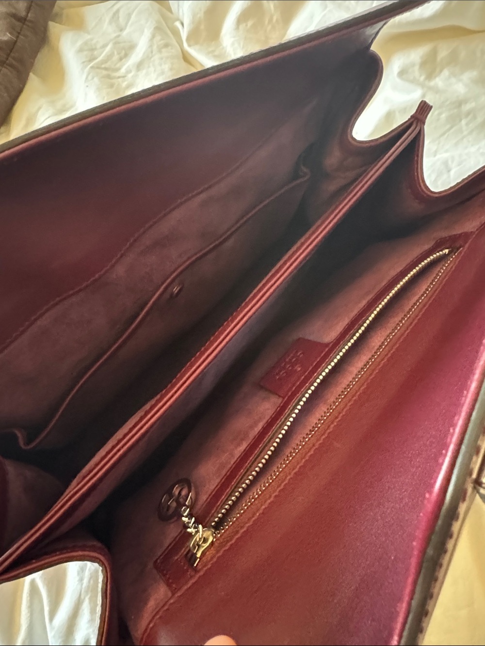 Gucci Burgundy Leather Top-Handle Satchel with Gold Hardware - Picture 6 of 13